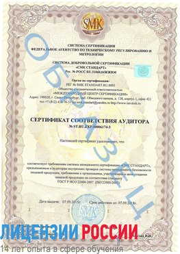 Образец сертификата соответствия аудитора №ST.RU.EXP.00006174-3 Саяногорск Сертификат ISO 22000